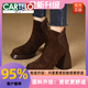 卡帝樂(lè )鱷魚(yú)（CARTELO）新款粗跟靴子防水臺真皮咖啡色圓頭后拉鏈高跟短靴女時(shí)裝女鞋2025 咖棕色【單里】升級款 38