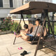 御藤美家（ROYAL RATTAN）戶外秋千吊椅庭院花園家具吊床編藤搖椅室外陽臺秋千室內(nèi)吊籃吊椅 7號巴拿馬三人秋千（卡其）