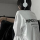 嬌茹妮 美式復古字母印花純棉短袖t恤女情侶裝班服圓領寬松街頭小眾個性上衣高街潮牌ins原宿 白色 M