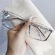 Erilles男女情侶潮流方框鏡架女士復古TR防藍光眼鏡插針腳可配近視散光 透灰框插針腿 161非球面鏡片【留言度數】 