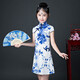 馬櫻紅雨 六一兒童旗袍大童中國風(fēng)女童青花瓷小女孩國潮連衣裙古箏演出服 青花瓷【親膚舒適】 160 /建議身高150厘米左右