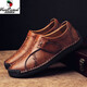 西域駱駝（VANCAMEL）斷碼品牌2023男士皮鞋男秋季新款真皮豆豆鞋大碼 7808紅棕色 44