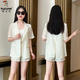 啄木鳥時尚西裝職業(yè)套裝女2025夏季新款休閑洋氣時髦薄款短袖短褲兩件套 白色 2XL 【建議125-140斤】