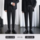 佐優(yōu)品墜感小西褲男九分褲子韓版潮流修身小腳休閑長(cháng)褲秋冬季直筒西裝褲 更劃算(2件)黑色九分+黑色長(cháng)褲 30 建議110-120斤內