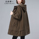 衣典零一（LEDIALYI）加絨加厚派克棉服女中長款2024冬季女裝新款中年寬松棉衣棉襖外套 軍咖色 XL 【推薦140-150斤】