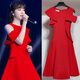 miss nitaly 小心機純色連衣裙女夏新款氣質(zhì)小個(gè)子修身顯瘦露肩伴娘禮服A字裙 紅色  L110-120斤