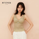 音兒（YINER）內衣【羽翼輕紗】蕾絲背心女帶胸墊吊帶美背內衣免穿文胸一體 灰綠 M