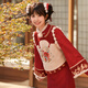 森女部落原創(chuàng)新中式新年馬甲紅色旗袍氣質(zhì)兩件套拜年服新款秋冬女裝 馬甲（單件） 單件 M