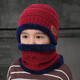 尚官（SingleLady） 加絨帽子男冬季毛線(xiàn)帽套頭帽時(shí)尚潮人戶(hù)外加厚針織帽防寒帽 帽子+脖套 酒紅色兒童款套裝