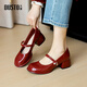 大東瑪麗珍鞋女鞋2025春季新款時(shí)尚潮流舒適簡(jiǎn)約珍珠套腳單鞋0033 紅色 【4.5cm粗跟瑪麗珍】 37