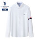 U.S. POLO ASSN.保羅官方授權襯衫男長(cháng)袖春夏季商務(wù)休閑正裝白襯衣男外套男 白色 XL  175/96A