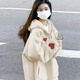 爾山集衛(wèi)衣外套女春秋2025新款學(xué)生連帽運(yùn)動(dòng)初高中生初秋寬松女裝上衣 杏色【M】 （建議80-110斤）