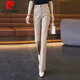 皮爾卡丹（pierre cardin）西裝褲女微喇褲女春秋新款高腰收腰顯瘦休閑彈力垂感薄款喇叭褲 卡其色 XL 建議115-125斤