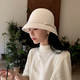 雪倫朵漁夫帽圓頂禮帽女士秋冬優(yōu)雅盆帽赫本風(fēng)富家千金氣質(zhì)英倫毛呢帽 白色