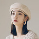 MISMEMO羊毛貝雷帽女秋冬英倫復古短檐蓓蕾帽日系ins網(wǎng)紅秋季毛呢畫(huà)家帽 暖白色