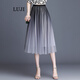 陸際（LUJI）半身裙 網(wǎng)紗長(cháng)裙半身裙女香港潮牌2021夏季新款中長(cháng)款百褶裙垂感顯瘦a字裙紗裙子 黑色 S （86斤-95斤）