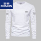 羅蒙（ROMON）男士棉長(cháng)袖t恤圓領(lǐng)秋季束口打底衫潮流印花中青年修身內搭 6022白色 春秋款 L 120-140斤