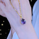 胖東來(lái)品質(zhì)紫水晶吊墜項鏈女士2024年新款網(wǎng)紅小眾感飾品鎖骨鏈女 紫色(加長(cháng)48+5cm)