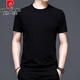 皮爾卡丹（pierre cardin）夏季新款短袖T恤男圓領(lǐng)T恤薄款純色純黑色百搭半袖上衣汗衫針織 001黑色 XL 175