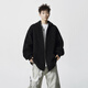 Shelley Jones燙鉆連帽毛呢衛衣男士外套秋冬季新款美式高街開(kāi)衫休閑上衣服男裝 黑色 M [建議90-115斤]