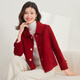 金菊【100%綿羊毛】秋冬新款翻領(lǐng)短款時(shí)尚雙面呢大衣女外套 紅色 XL 