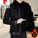 皮爾卡丹（pierre cardin）皮毛一體外套男士秋冬季棉衣韓版潮流鹿皮絨翻領(lǐng)皮衣夾克上衣襖子 2219D黑色 XL