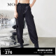 MO&Co.【会员专享福利】夏季运动风长裤抽绳高腰黑色工装裤MBB2PAT020 黑色 M/165