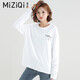 米子旗長(cháng)袖t恤女純棉上衣2025春秋季新款寬松圓領(lǐng)ins風(fēng)韓版打底衫 黑字975左胸小 白色 L 110-120斤