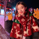 締晶小鹿紅色圍巾女生日禮物送女生2025年秋冬款新款保暖圍脖高檔圍脖 雪花麋鹿圍巾【禮盒包裝】A731
