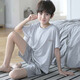 EMBERLOVE男童睡衣夏季薄款兒童純棉短袖家居服男孩中大童套裝居家服 N6601【雙短】 160 M碼 80-100斤