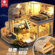 巧之匠diy小屋拼圖立體3d模型積木微縮房子擺件建筑玩具拼裝手工禮物 微藍印記+防塵罩+工具【可刻字】