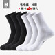 凰棉襪子男士冬季大碼加厚款吸汗毛巾底運動(dòng)襪純色棉襪中高筒籃球襪子 3黑3白- 6雙 M 均碼（38-44碼）