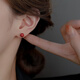 銀奧999足銀朱砂耳釘女新款潮紅色喜慶本命年耳環(huán)耳飾生日禮物女小巧 999銀朱砂相思豆耳釘-大8mm