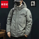 新百倫高端戶外連帽羽絨服男士冬季防風(fēng)抗寒保暖外套中長款重磅工裝大衣 綠色 2XL 150-170斤