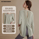 VICTORIATOURIST瑜伽服女寬松透氣運動(dòng)上衣跑步健身瑜伽T恤顯瘦長(cháng)袖罩衫網(wǎng)紗綠2XL