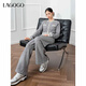 LAGOGO寬松運動(dòng)休閑褲女拉谷谷2024年秋季新款舒適長(cháng)款褲子 灰白(RV) L