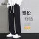 Cebrodz法國(guó) 休閑褲男夏季垂感褲子寬松直筒褲拖地運(yùn)動(dòng)男士青年長(zhǎng)褲衛(wèi)褲 黑色(秋款) XL