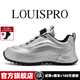LOUISPRO輕奢男鞋科技旋轉紐扣運動(dòng)鞋男厚底舒適男士休閑鞋時(shí)尚高爾夫球鞋 銀色 44 【運動(dòng)鞋碼】