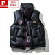 皮爾卡丹（pierre cardin）高檔男裝(206G白鴨絨)美式冬季背心魔術(shù)貼羽絨馬甲男女加厚立領(lǐng)羽 高檔品牌男裝黑色 2XL