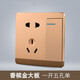 USP國際電工 面板家用電源插座86型開(kāi)關(guān)插座面板D60香檳金大板 一開(kāi)五孔單控