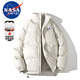 NASA MARVEL棉衣男冬季外套加厚潮流pu皮潮牌棉服情侶立領(lǐng)保暖襖子 白色 2XL