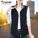 啄木鳥(niǎo)馬甲女春秋薄款2026新款中年休閑百搭外穿馬夾背心外套 黑色 L 【推薦95-110斤左右】
