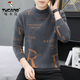 啄木鳥(niǎo)毛衣男冬季仿水貂絨男士半高領(lǐng)針織衫男韓版加絨加厚保暖打底衫男 灰色 XL