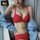 KJ本命年內(nèi)衣內(nèi)褲一套裝少女小胸聚攏無鋼圈性感美背文胸罩紅色蛇年 紅色 75/34AB通用杯