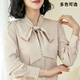 蝴蝶結襯衫女長(cháng)袖襯衫新款雪紡韓版時(shí)尚貴婦名媛氣質(zhì)職業(yè)工裝上衣