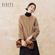 菲妮迪（FINITY）【絨感羊絨】FINITY菲妮迪毛呢外套冬季新款雙面呢短款大衣女 淺駝色 XL