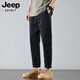 JEEP SPIRIT休閑褲男秋冬新款寬松直筒長(cháng)褲錐形韓版潮牌百搭休閑加絨褲子男 361黑色 31