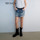 MO&Co.牛仔半身裙微A短裙夏愛心波點中腰破洞手工磨白甜酷摩安珂 牛仔藍色 M 165