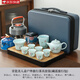 聚晟戶外茶具套裝帶燒水壺爐全套煮茶便攜包戶外功夫車載野外露營泡茶 青瓷美人壺戶外茶具+藍(lán)色硬PVC包