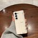 復宇適用于三星zfold6手機殼z fold5折疊屏w25心系天下全包防摔6代膚感純色手腕帶支架中軸鉸鏈保護套 米白色-高清膜 三星 Galaxy Z Fold5